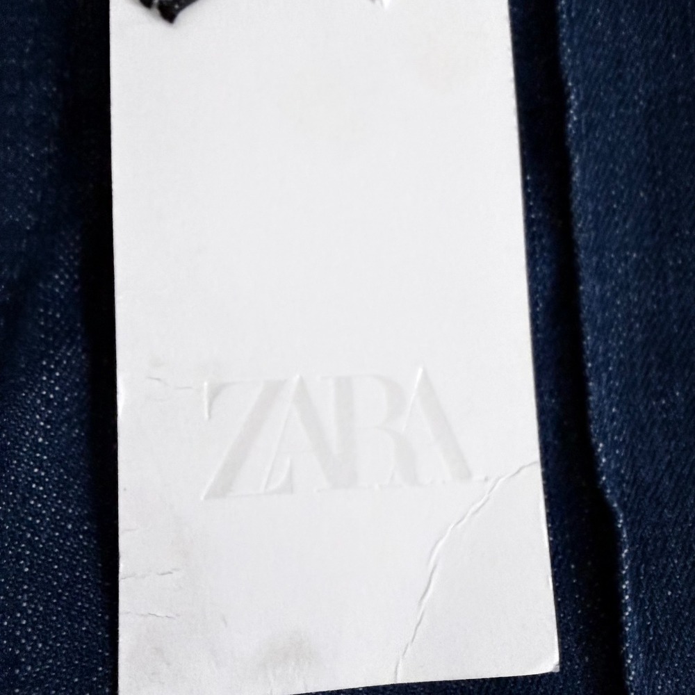 NEW Zara Womens High Waisted Wide Leg Jeans 2 Dark Indigo Front Seam Denim - Picture 6 of 12